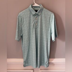 Greg Norman Collection Teal Patterned Polo Shirt